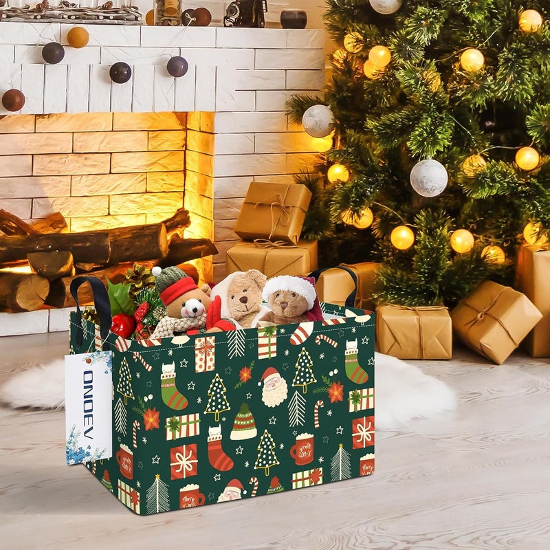ONOEV Rectangular Christmas Party Gift Basket Cute Storage Box Organization Bin Room Decoration (Christmas Basket) - Image 5